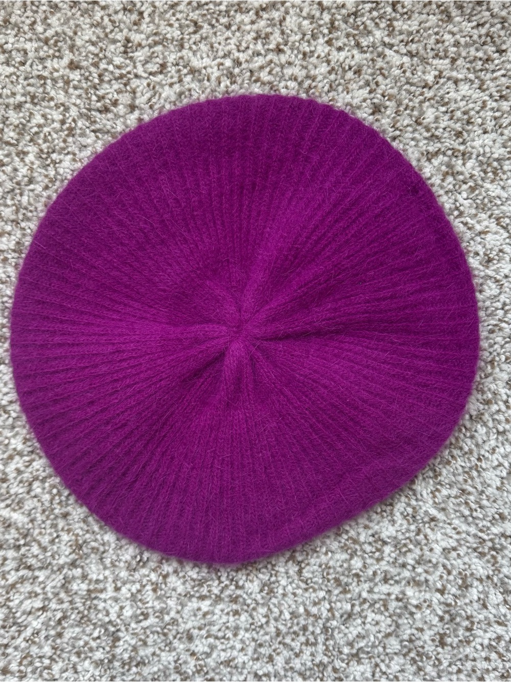 Vintage Lord & Taylor Fuchsia Pink Angora Blend Beret